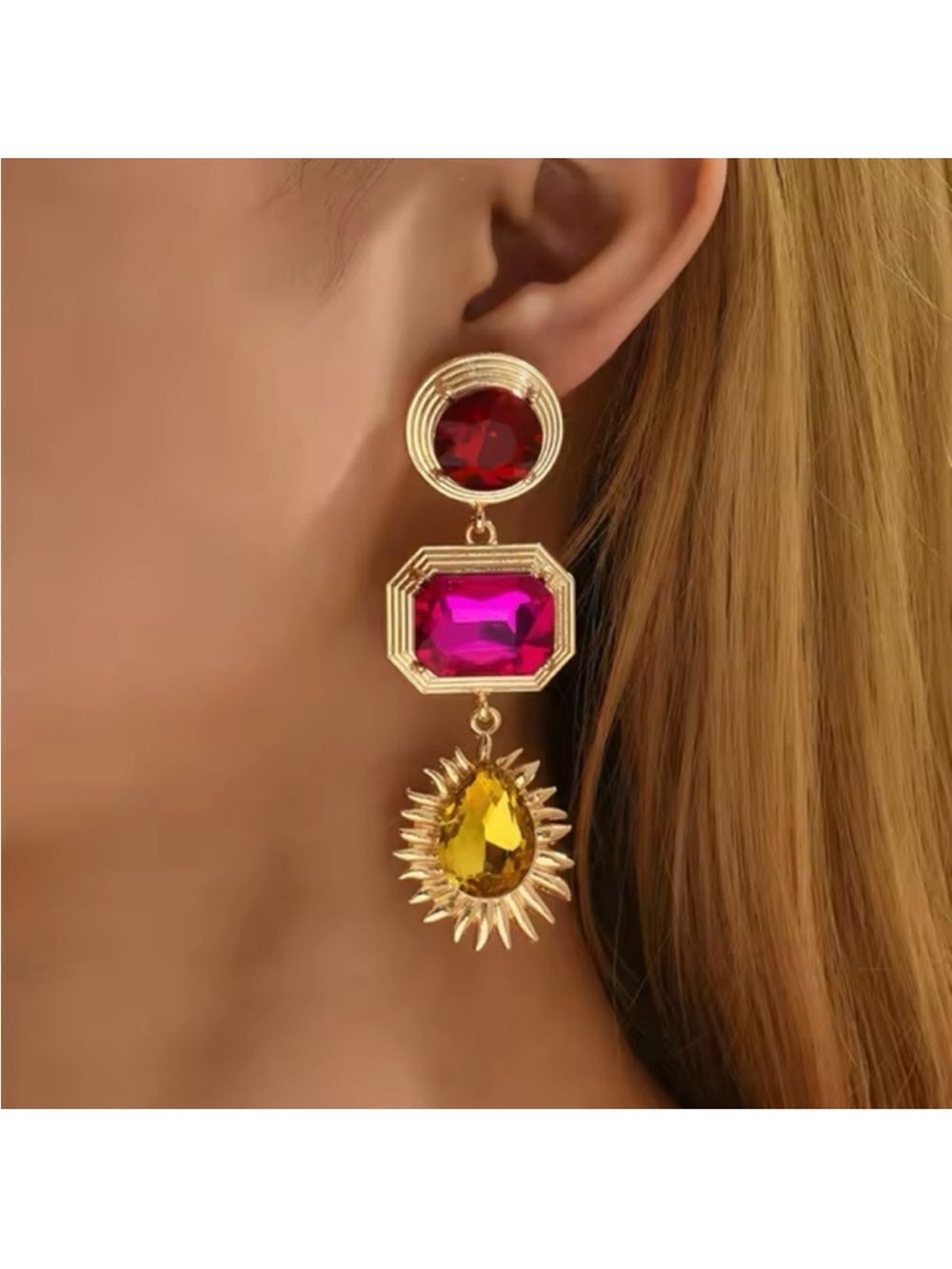 Statement drop multicolor earrings A159